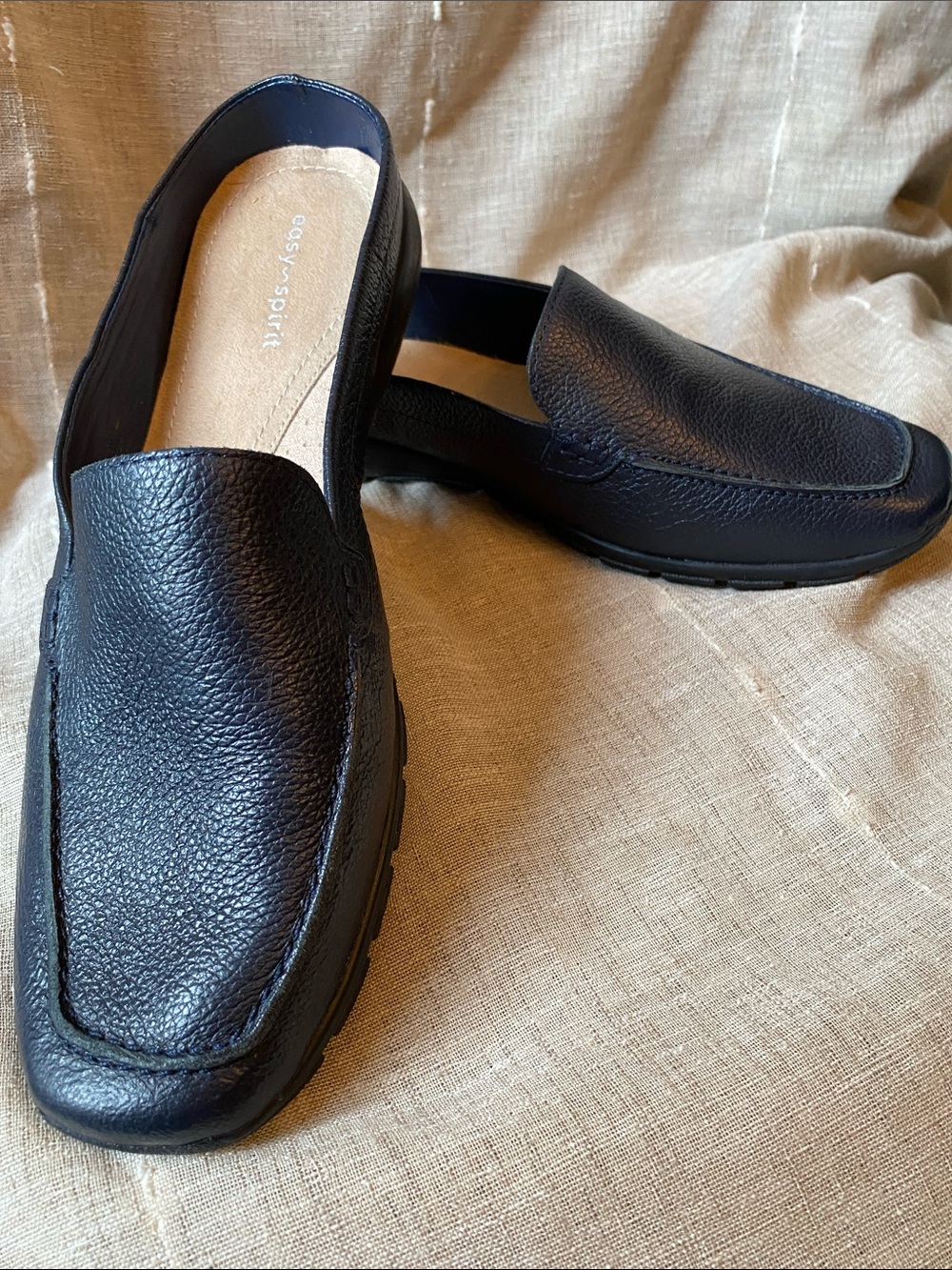 Classic Navy Leather Slip-On Loafers for Men